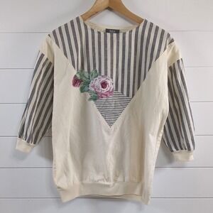 Fritzi Women's Vintage 90s Floral Patchwork Crewneck Shirt sz S Coastal Grandma